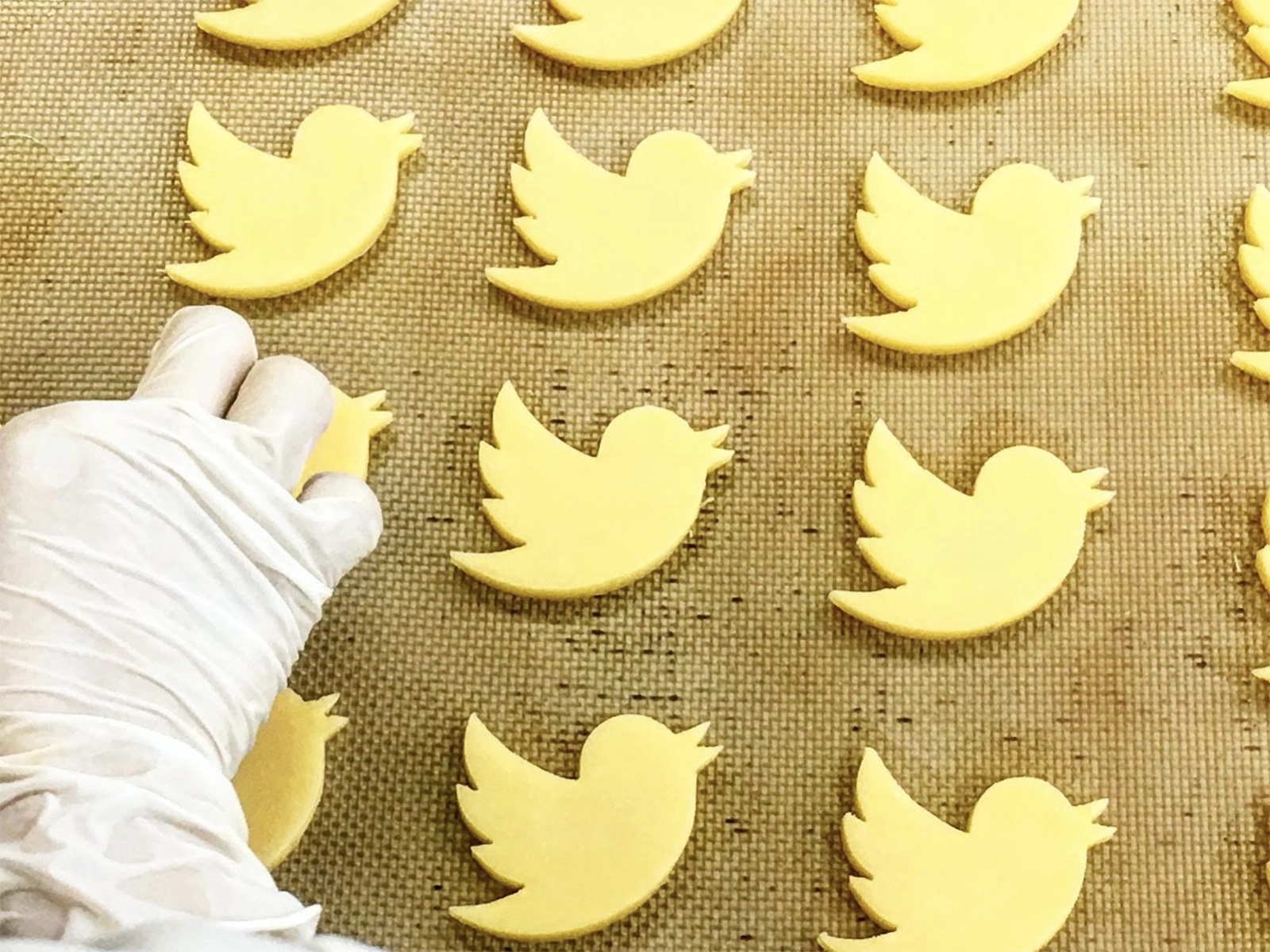 型抜きされた鳥型クッキー