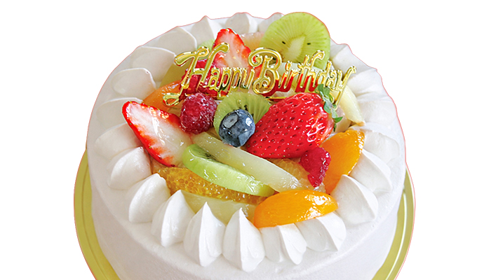 フルーツのデコレーションケーキ